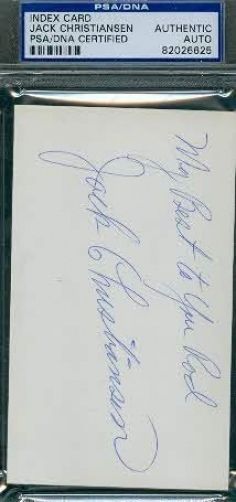 Jack Christiansen Autograph 3x5 Index Psa/dna Authentic Signed