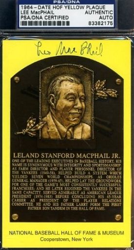 Lee Macphail Signed Psa/dna Certified Gold Hof Plaque Autograph