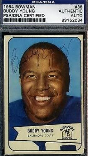 Buddy Young D83 Psa/dna Signed 1954 Bowman Autograph Authentic