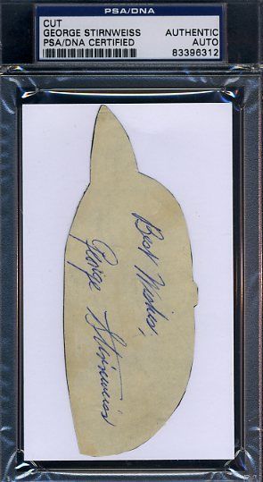 George Stirnweiss D.58 Signed Psa/dna Certified 3x5 Index Cut Autograph