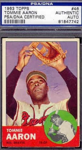 Tommie Aaron Signed 1963 Topps Psa/dna Slab Autograph Authentic