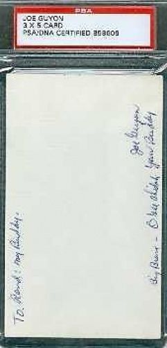 Joe Guyon Autograph Rare 3x5 Index Signed Psa/dna Authentic