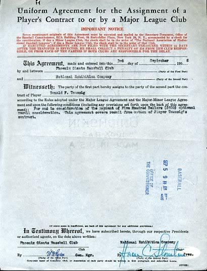 Horace Stoneham Signed Jsa Certed 1953 Contract Autograph