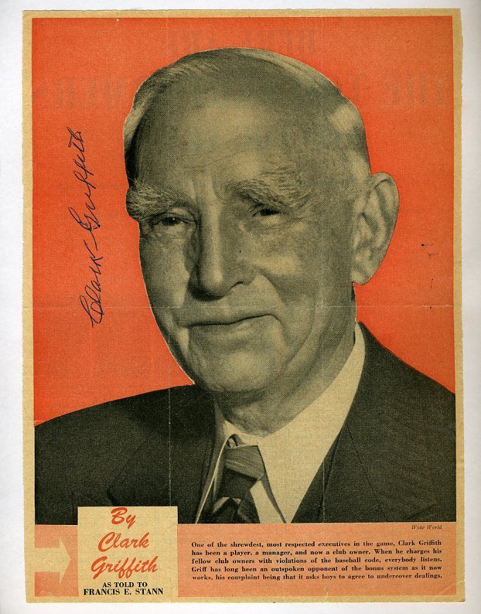 Clark Griffith Vintage Jsa Authenticated Signed 8x10 Photo Autograph