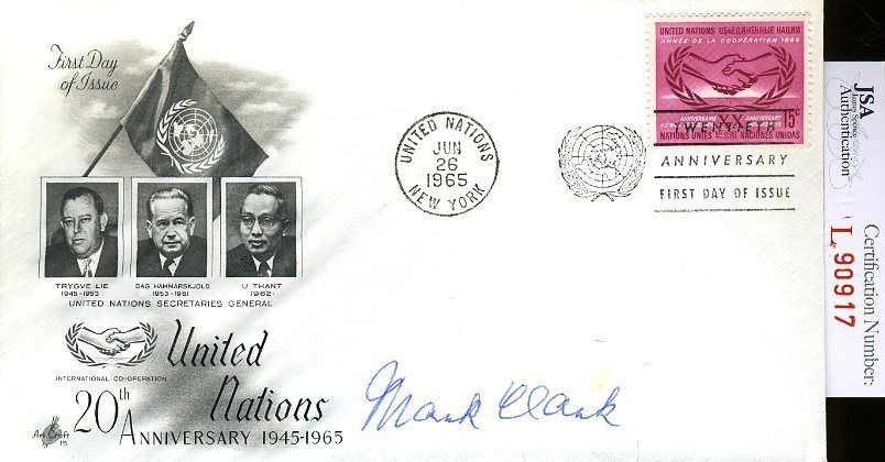 General Mark Clark Jsa Authenticated Signed Fdc Certed Autograph