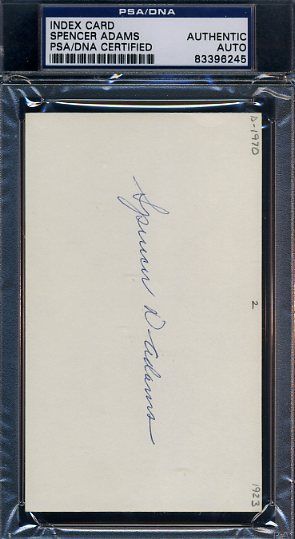Spencer Adams 26 Yankees D.70 Signed Psa/dna Certified 3x5 Index Card Autograph