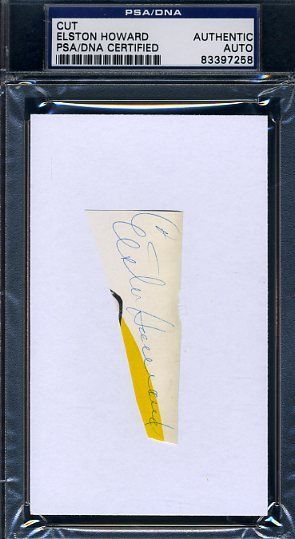 Elston Howard Signed Psa/dna Certified 3x5 Index Cut Autograph
