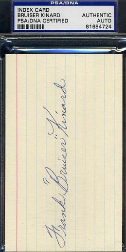 Frank Bruiser Kinard Psa/dna Signed 3x5 Index Card Authentic Autograph