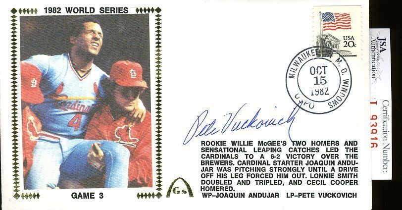 Pete Vuckovich Jsa Authenticated Signed 1982 World Series Fdc Autograph