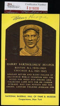 Harry Hooper Signed Jsa Certed Gold Hof Plaque Autograph