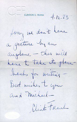 Clint Frank Heisman Rare Signed Jsa Cert Handwritten Letter Authentic Autograph
