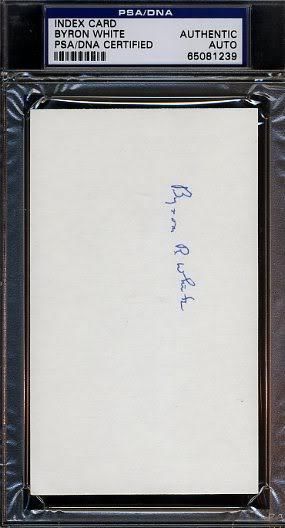 Byron White Signed Psa/dna 3x5 Index Card Certified Autograph