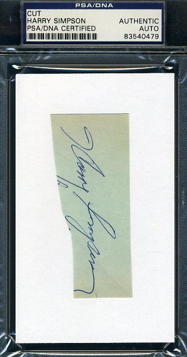 Harry Simpson Psa/dna Signed 3x5 Index Cut Authentic Autograph