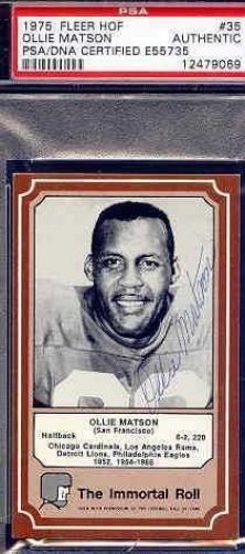 Ollie Matson Signed 1975 Fleer Immortal Roll Psa/dna Authentic
