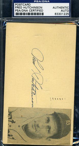 Fred Hutchinson D.64 Rare Psa/dna Signed 1946 Gpc Postcard Authentic Autograph