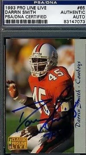 Darren Smith (r) Cowboys Psa/dna Signed 1993 Pro Line Authentic