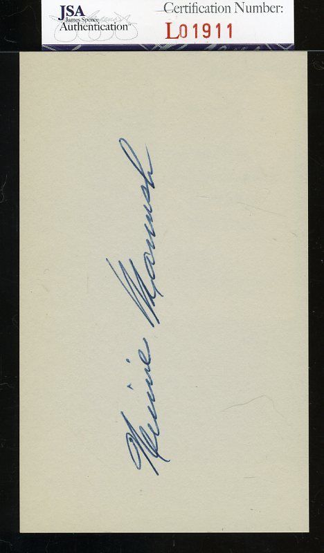 Heinie Manush Jsa Authenticated Signed 3x5 Index Card Autograph