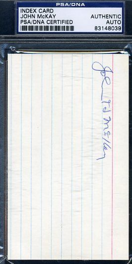 John Mckay Usc Signed Psa/dna 3x5 Index Card Certed Autograph