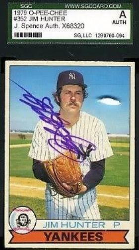 Jim Catfish Hunter 1979 Opc Topps Jsa Slabbed Certified Sgc Spence Autograph