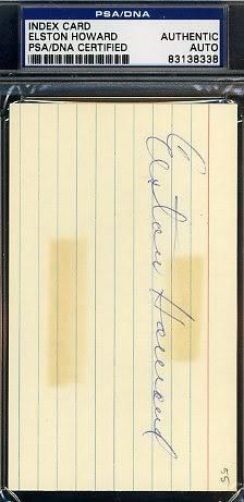 Elston Howard Psa/dna Signed 3x5 Index Autograph Authentic