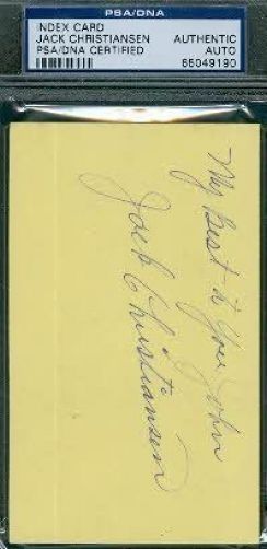 Jack Christiansen Signed 3x5 Index Autograph Psa/dna Authentic