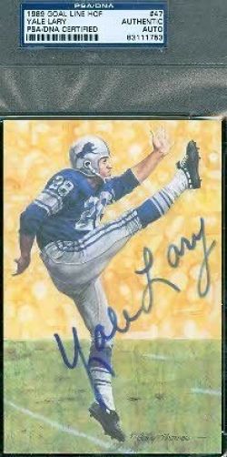 Yale Lary Signed Glac Goal Line Psa/dna Autograph Authentic