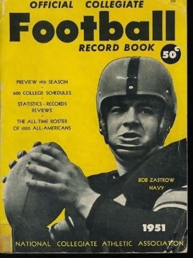 1951 Ncaa Football Records Bob Zastrow Navy Authentic