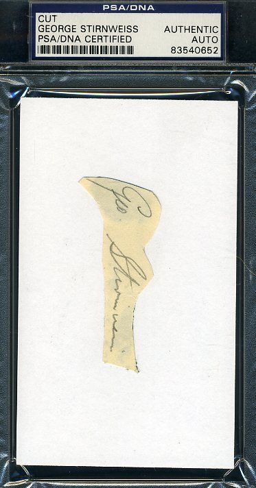George Snuffy Stirnweiss Psa/dna Signed 3x5 Index Cut Authentic Autograph