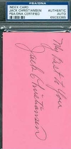 Jack Christiansen Signed 3x5 Index Autograph Authentic Psadna