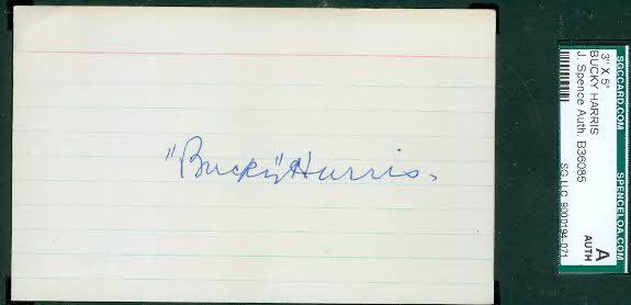 Bucky Harris Signed 3x5 Index Card Autograph Jsa Sgc