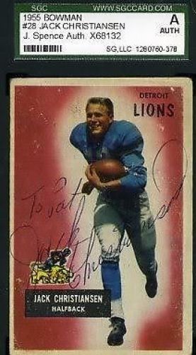 Jack Christiansen 1955 Bowman Jsa Slabbed Certified Sgc Autograph Authentic
