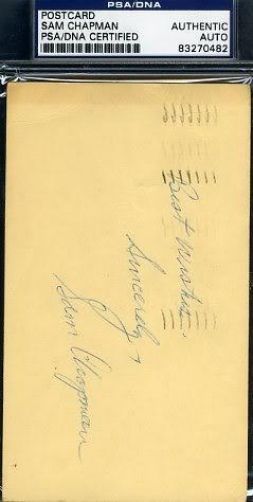 Sam Chapman Signed Psa/dna 1948 Postmarked Gpc Autograph