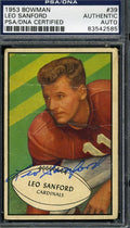 Leo Sanford Signed Psa/dna Certified 1953 Bowman Authenic Autograph