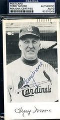 Terry Moore Signed Psa/dna 1957 Postmarked Team Issued Photo Postcard Autograph