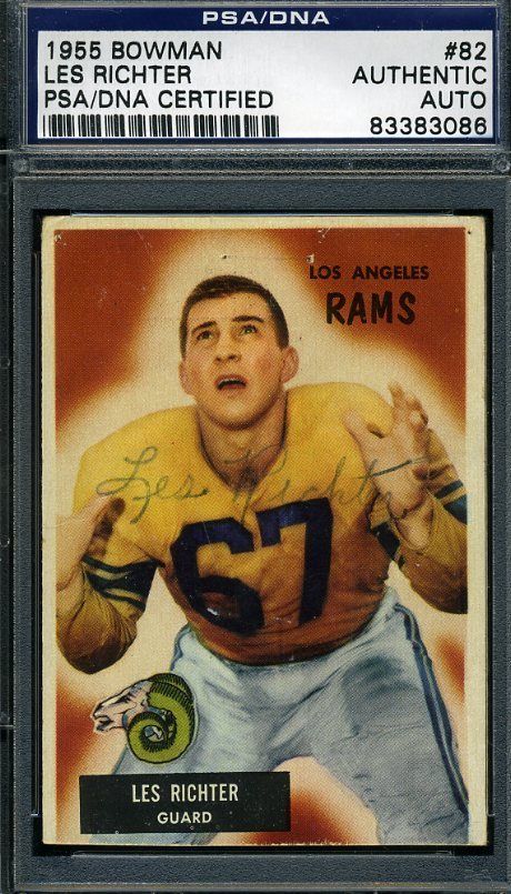 Les Richter Vintage Signed Psa/dna Certified 1955 Bowman Authenic Autograph
