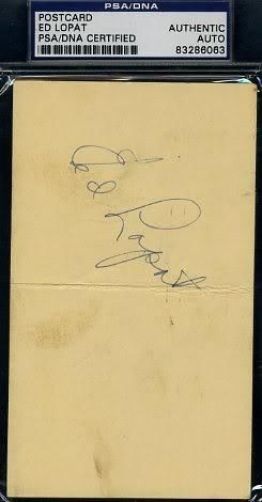 Ed Lopat Psa/dna Signed 1951 Gpc Gov`t Postcard Certified Autograph Authentic