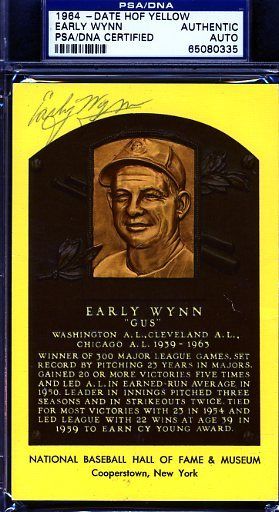 Early Wynn Signed Psa/dna Gold Hof Plaque Certified Autograph