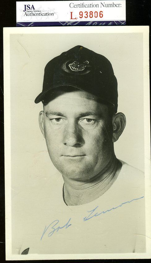 Bob Lemon Jsa Authenticated Signed 1956 Photo Gpc Autograph