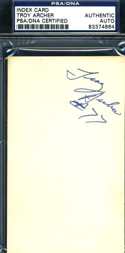 Troy Archer Rare D.79 Psa/dna Authenticated Signed 3x5 Index Card Autograph