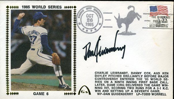 Dan Quisenberry Signed Jsa Certed 1985 Fdc Authentic Autograph