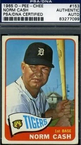 Norm Cash Psa/dna Certed Signed 1965 Topps Opc Autograph Authentic