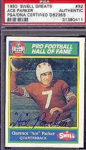 Ace Parker Signed 1990 Swell Greats Psa/dna Slabbed Authentic