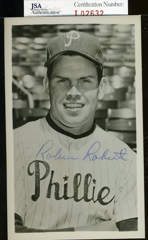 Robin Roberts Jsa Authenticated Signed 1950`s Photo Postcard Autograph