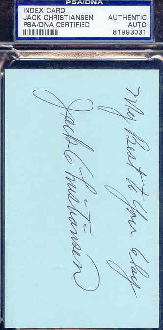 Jack Christiansen Autograph 3x5 Index Psa/dna Signed