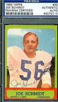 Joe Schmidt Signed 1963 Topps Psa/dna Autograph Authentic