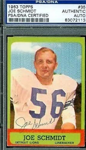 Joe Schmidt Signed 1963 Topps Psa/dna Autograph Authentic