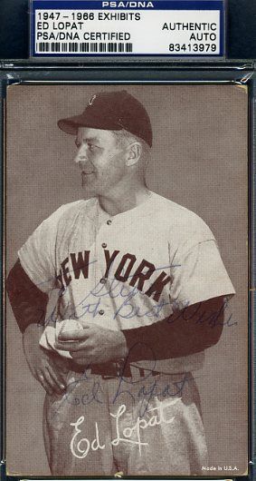 Ed Lopat Signed Psa/dna Cert 1947-66 Exhibit Authentic Autograph