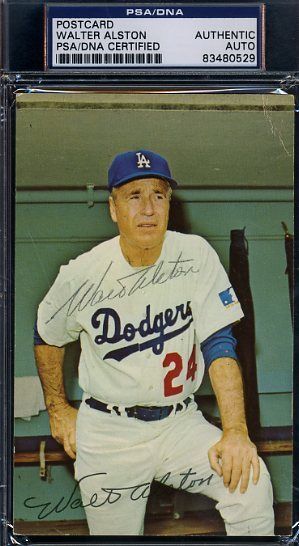 Walt Alston Psa/dna Signed Team Issued Postcard Autograph Authentic