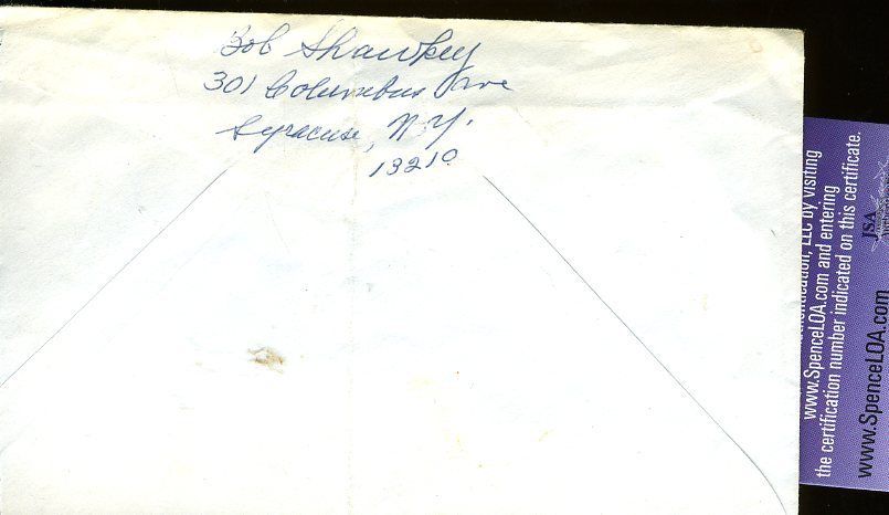 Bob Shawkey Jsa Authenticated Signed Personal Envelope Autograph