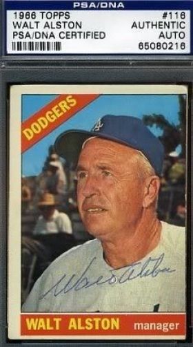 Walt Alston Vintage Dodgers Signed 1966 Topps Psa/dna Certified Autograph